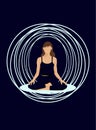 Woman meditating. Young girl doing yoga. Flat style illustration for yoga center, fitness, sport club